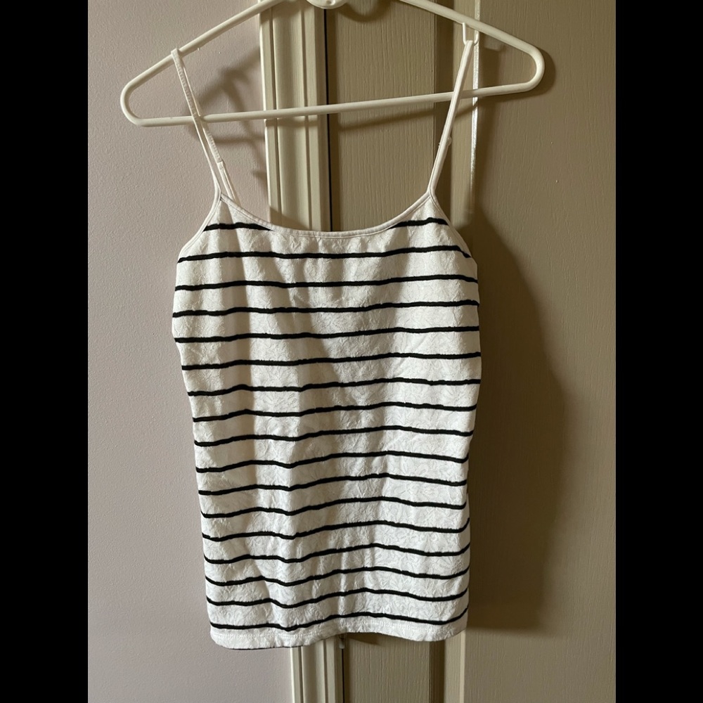 Loft tank top medium black and white stripes